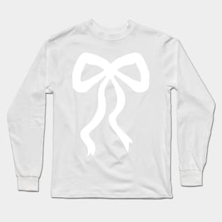 Simple Classic White Preppy Bow Long Sleeve T-Shirt